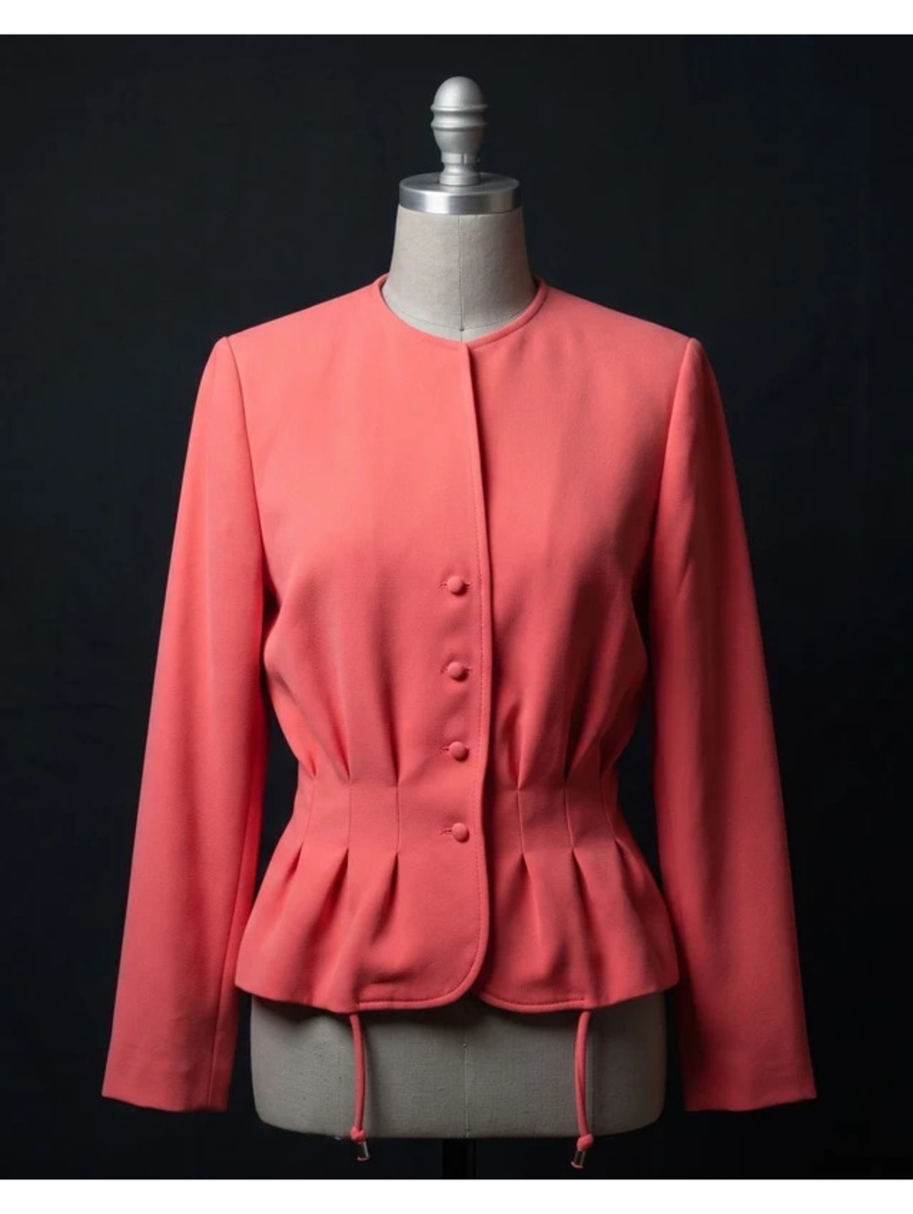 Vintage Jo Hardin Originals Coral Peplum Jacket Blazer Size 6 Made in Dallas